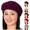 RJM Ladies Fashionable Chunky Knit Beanie Beret Style Hat With Light Catching Woven Thread Assorted GL303