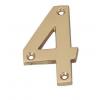 Best Hardware Brass Polished Lacquered Metal Numeral Number Four 75mm 40108