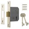 Era Locks Satin Chrome Effect Three Lever Deadlock With Keys 76mm 3-Inch 572-62