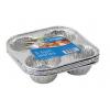 Catering Aluminium Foil Bun Dishes Silver 3.5cm x 15cm x 15cm 4Pk KCF12