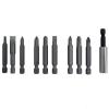 Amtech Assorted Size Pozi Philips Slotted Power Bit Set Metallic Silver 10Pk L2500