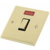 Selectric 1 Gang Black Insert Double Pole With Neon Switch Plate Satin Brass 45A DSL817