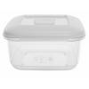 Whitefurze BPA Free Plastic Square Food Container With White Lid Clear 1Ltr F0640