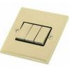 Select Ric Three Gang Two Way Insert Plate Switch Satin Brass And Black 10 Amp DSL803