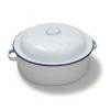 Falcon Enamelware White Round Roaster With Blue Rim 26cm 60526