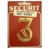 Securit Brass Plated Numeral No. Three 50mm S2483