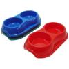 Whitefurze Assorted Colour BPA Free Plastic Round Double Pet Bowl 27cm P0203