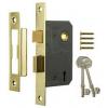 Securit Three Lever Sash Lock With Two Keys Brass Plated 63mm S1831