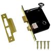 Securit Three Lever Brass Plated Sash Lock With 2 Keys 75mm S1833