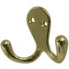 Securit Double Robe Hooks Brass Plated 70mm 2Pk S6109