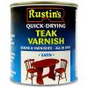 Rustins Quick Dry Varnish Satin Teak 500ml VSTE500 | Low Odour | Long-lasting Protection to All Interior Wood