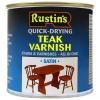 Rustins Quick Dry Varnish Satin Teak 250ml VSTE250 | Low Odour | Long-lasting Protection to All Interior Wood