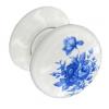 Securit Flower Design Ceramic Door Knobs White and Blue 60mm 1 Pair S3283 