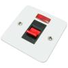 One Gang Satin Chrome Polished DP Plate Switch with Neon and Black Insert 45A LG951N-FSCB