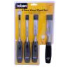 Rolson Assorted Size High Carbon Steel Wood Chisel Set Silver and Black Set of 4-Pcs 56159