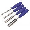 Draper Heavy Duty Carbon Steel Bevel Edge Wood Chisel Set Silver and Blue 4Pk 69619