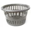 Whitefurze Durable Plastic Round Laundry Basket Silver 48cm H191C2