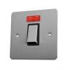 Select Ric One Gang DP Neon Insert Metal Switch Polished Chrome and Black 45Amp FSCM-208