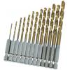 Am-Tech Assorted Titanium Coated HSS Drill Bit Set Brass and Silver Finish 13Pk F1120 