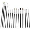 Am-Tech Assorted Artists Paint Brush Set Black Set of 15-Pcs S4000