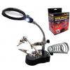 Am-Tech Helping Hand Magnifier Two LED Lights and Soldering Stand Black and Silver S2885