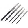 Am-Tech Drill Wood Bit Set Hex Shank Silver And Black 0.25-Inch 5Pk F1735