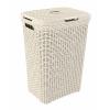 Curver Style Rattan Rectangular Laundry Hamper Cream 60 Litre 189207