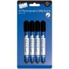 Tallon Black Permanent Markers with Chisel Tip 4Pk 1156