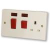 Red and Grey Electrical Double Pole Cooker Unit With Switched Socket and Neon White 45A B09P