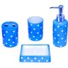 Sifcon International Assorted Polka Dot Bathroom Accessories Set Blue Set of 4-Pcs HH4620