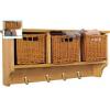 Headbourne Pine Storage Unit with 3 Baskets and 4 Brass Hooks HR0792X