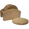 Wave-Style Rubberwood Coaster Set Brown 6Pk 7655