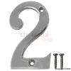 Securit Chrome Plated Numeral Number Two Metallic Silver 75mm S2962 